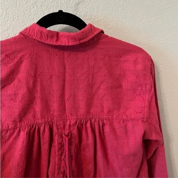 Anthropologie Pilcro The Theresa Dark Pink Lace-Up Button Down Top - Picture 6 of 8